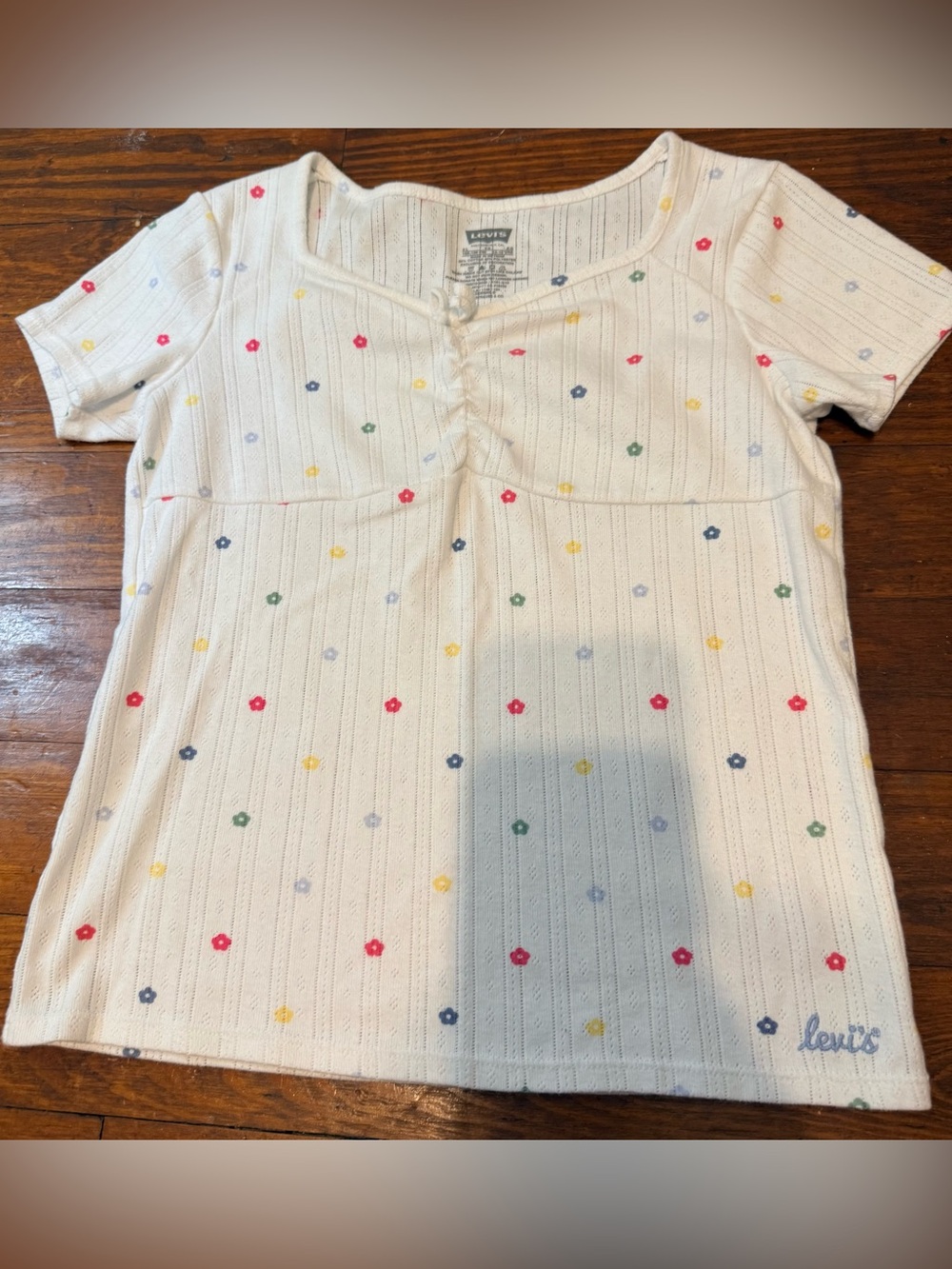 Levi's Cream Short-Sleeve Tee with Multicolor Floral Dots